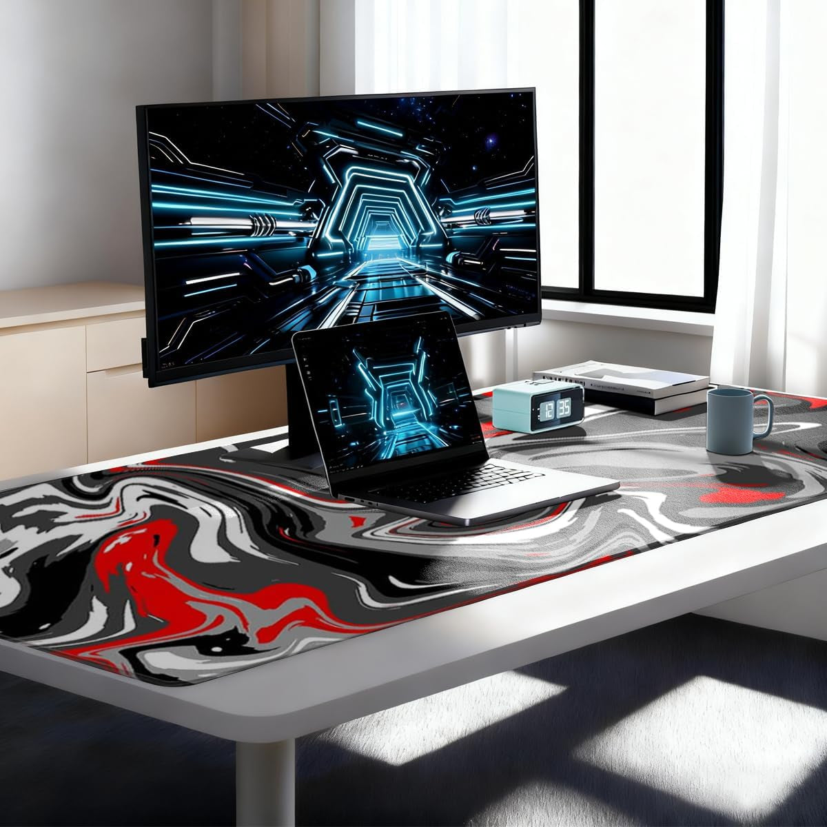 Large Gaming Mouse Pad Extended Desk Mat with Non Slip Stitched Edge
