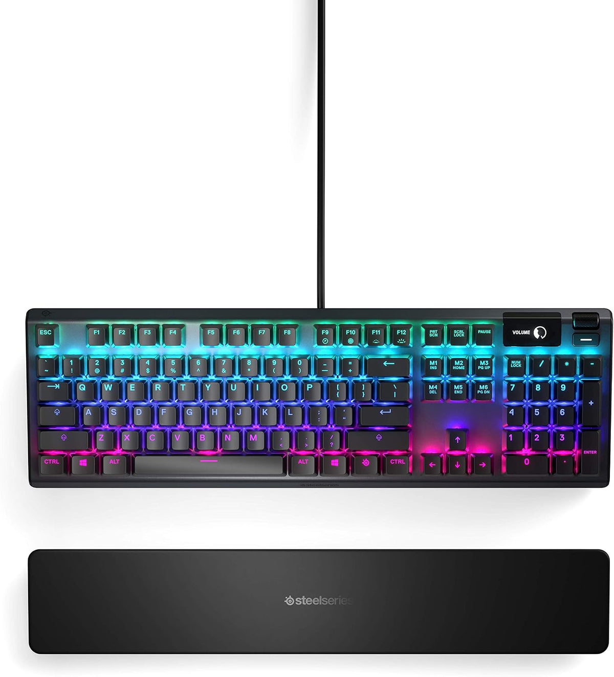 Steelseries USB Apex 5 Hybrid Mechanical Gaming Keyboard – Per-Key RGB Illumination – Aircraft Grade Aluminum Alloy Frame – OLED Smart Display (Hybrid Blue Switch)