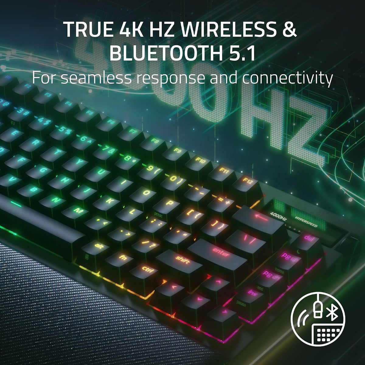 Razer Blackwidow V4 Pro 75% Wireless Gaming Keyboard, Orange Switches