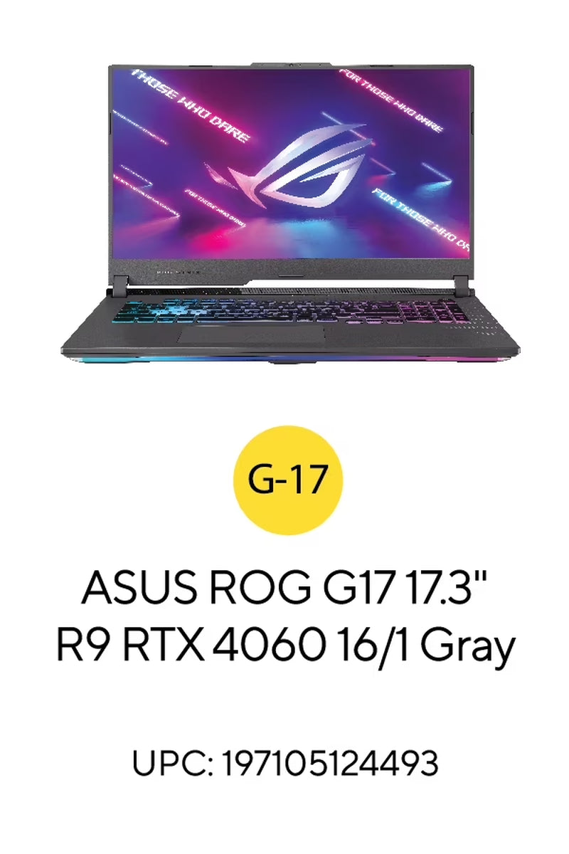 ROG Strix G17 (2023) 17.3” QHD 240Hz Gaming Laptop, AMD Ryzen 9-7845HX, NVIDIA Geforce RTX 4060, 16GB DDR5 RAM, 1TB SSD, Windows 11, G713PV-WS94