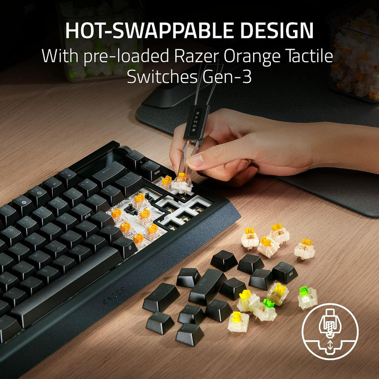 Razer Blackwidow V4 Pro 75% Wireless Gaming Keyboard, Orange Switches
